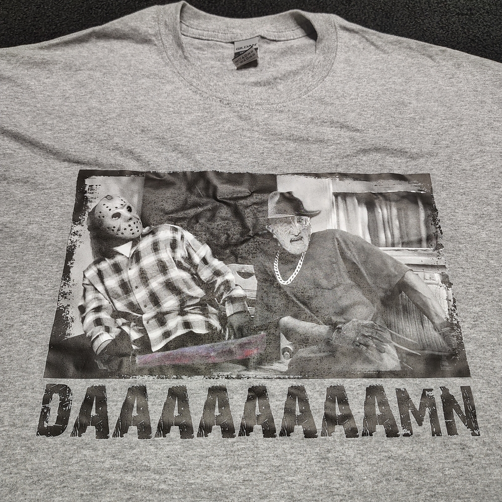 Jason and Freddy Krueger Gary Damn Friday Halloween Gildan Tee Unisex Size XL
